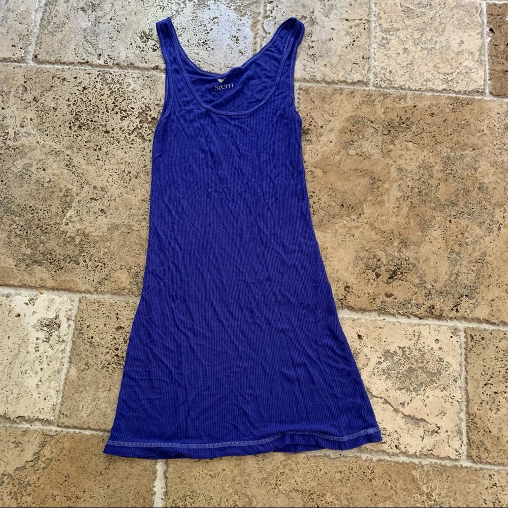 Stem Organic Cotton Purple Royal Blue Mini Dress S